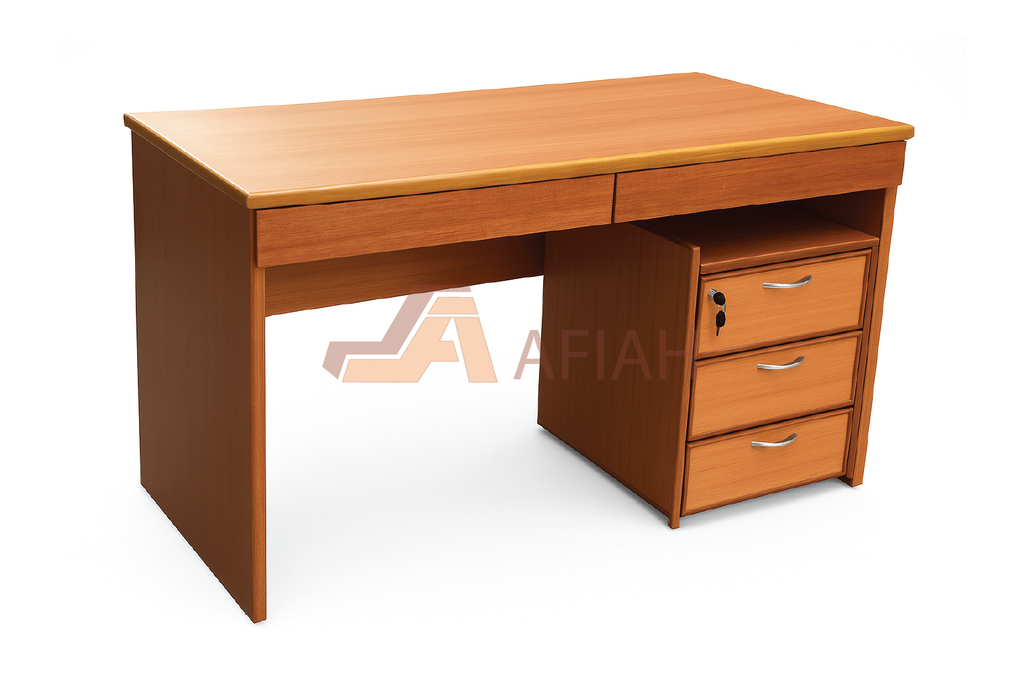 Natural Wood Rectangle Table with Mobile Pedestal (Model 218-00-24)