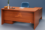 Natural Wood Rectangle Secretarial Table with Side Table & Mobile Pedestal (Model 220-20-24)