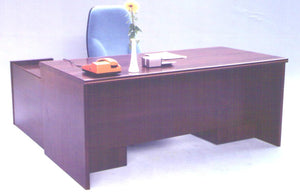 Natural Wood Rectangle Managerial Table with Sliding Cabinet & Mobile Pedestal (Model 226-28-24)