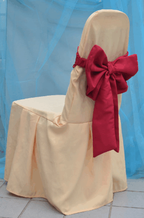 Plain Polyester Chair Cover with Plain Polyester Ribbon Sash for Hilton Banquet Chair (Model CC-A1-SS3)