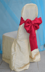 Plain Crepe Chair Cover with Plain Polyester Ribbon Sash for Hilton Banquet Chair (Model CC-A5-SS3)