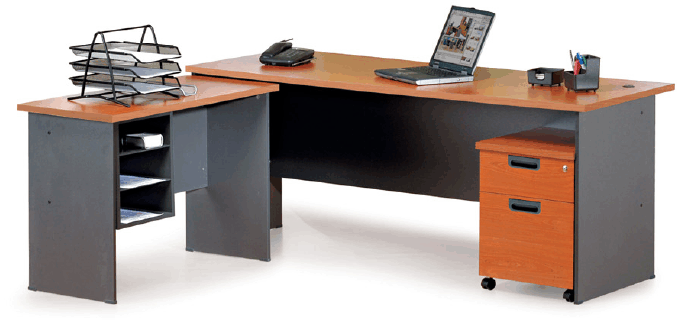 Rectangle Table with Mobile Pedestal and Side Return, 2 Tone Colour (Model NT1590)