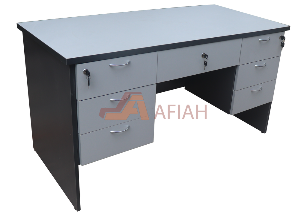 Rectangle Table with 2 Fixed Hanging Pedestal and Drawer, 2 Tone Colour (Model RP5005)