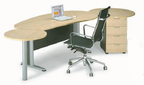 Executive Table with Fixed Hanging Pedestal, 2 Tone Colour (Model TT1877)