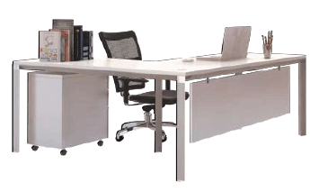 L Shape Table with Mobile Pedestal (Model V19)